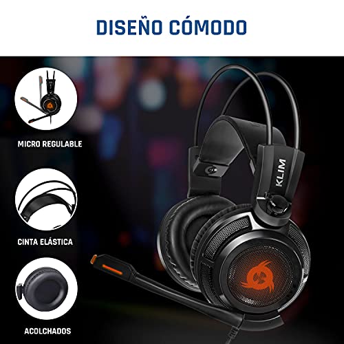 KLIM Puma – Cascos Auriculares Gaming con micrófono – Sonido Envolvente 7.1 – Cascos PS5 Audio – Vibración integrada – Negros – Ideales para Jugar en PC, PS4, PS5 [Nueva Versión 2021 ] 