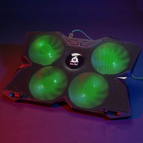 KLIM Wind + Base de refrigeración para portátil + La más Potente + Refrigerador portátil de 4 Ventiladores a 1200 RPM con Soporte + Compatible con Todos los tamaños + Verde + Nueva VERSIÓN 2021