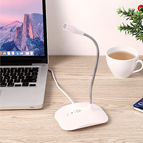 KLIM™ Talk - Micrófono USB para PC y Mac + Amplia compatibilidad y fácil de Usar + con botón de Silencio + Micrófono de grabación Profesional de Alta definición - Nueva VERSIÓN 2020 - Blanco