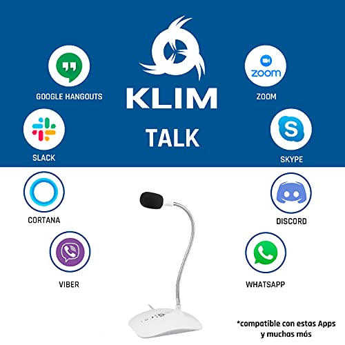 KLIM™ Talk - Micrófono USB para PC y Mac + Amplia compatibilidad y fácil de Usar + con botón de Silencio + Micrófono de grabación Profesional de Alta definición - Nueva VERSIÓN 2020 - Blanco