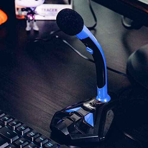 KLIM™ Voice Micrófono USB con Base para Ordenador - Micro de Escritorio, Micrófono para Jugadores - Azul y Negro -Nueva Versión 2021