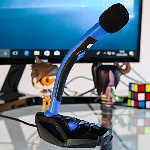 KLIM™ Voice Micrófono USB con Base para Ordenador - Micro de Escritorio, Micrófono para Jugadores - Azul y Negro -Nueva Versión 2021