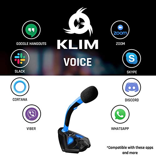 KLIM™ Voice Micrófono USB con Base para Ordenador - Micro de Escritorio, Micrófono para Jugadores - Azul y Negro -Nueva Versión 2021