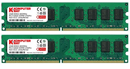 Komputerbay KB 4GB - Memoria RAM (DDR2, 800 MHz, 4 GB, 2 x 2 GB, 240-pin), Verde