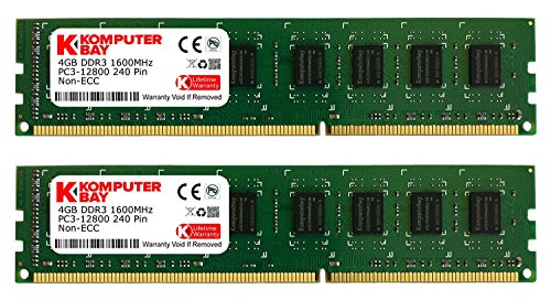 Komputerbay KB 8GB 2x4GB 1600 DIMM CL10 BLKHS - Kit de memoria RAM de 8 GB (2 x 4 GB, 1600 MHz, DDR3 SDRAM, PC3 12800)