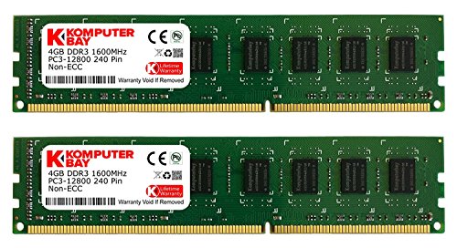 Komputerbay KB 8GB 2x4GB 1600 DIMM CL10 BLKHS - Kit de memoria RAM de 8 GB (2 x 4 GB, 1600 MHz, DDR3 SDRAM, PC3 12800)