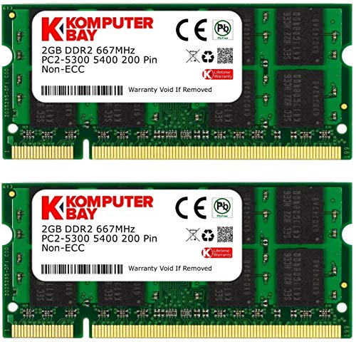 Komputerbay - Memoria SODIMM para portátiles (4 GB, 2 x 2 GB, DDR2, 667 MHz, PC2-5300, PC2-5400, 200 pines)