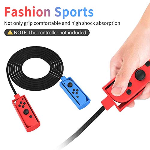 KONEE Cuerda para Saltar Compatible con Nintendo Switch Jump Rope Challenge, Ajustable Sin Enredos Cuerda Saltar para Nintendo Switch Desafío de Saltar la Cuerda Assit Tool Grip (Rojo + Azul)