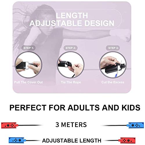 KONEE Cuerda para Saltar Compatible con Nintendo Switch Jump Rope Challenge, Ajustable Sin Enredos Cuerda Saltar para Nintendo Switch Desafío de Saltar la Cuerda Assit Tool Grip (Rojo + Azul)