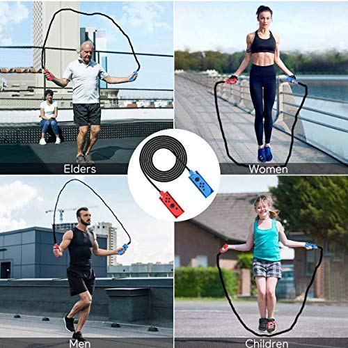 KONEE Cuerda para Saltar Compatible con Nintendo Switch Jump Rope Challenge, Ajustable Sin Enredos Cuerda Saltar para Nintendo Switch Desafío de Saltar la Cuerda Assit Tool Grip (Rojo + Azul)