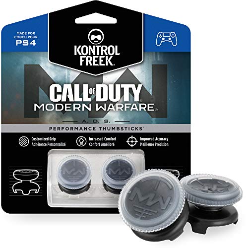 KontrolFreek Call of Duty: Modern Warfare - A.D.S. para PlayStation 4 (PS4) y PlayStation 5 (PS5) | Performance Thumbsticks | 2 Alturas elevadas, cóncavo | Transparente/Negro.
