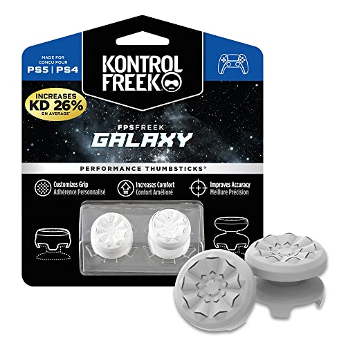 KontrolFreek FPS Freek Galaxy para PlayStation 4 (PS4) y PlayStation 5 (PS5) | Performance Thumbsticks | 1 Altura elevada, 1 Altura media | Blanco.