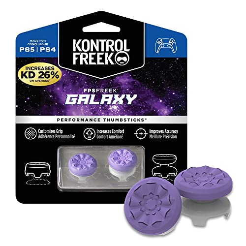 KontrolFreek FPS Freek Galaxy para PlayStation 4 (PS4) y PlayStation 5 (PS5) | Performance Thumbsticks | 1 Altura elevada, 1 Altura media | Morado.