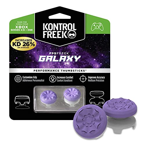 KontrolFreek FPS Freek Galaxy para Xbox One y Xbox Series X/S | Performance Thumbsticks | 1 Altura elevada, 1 altura media | Morado.