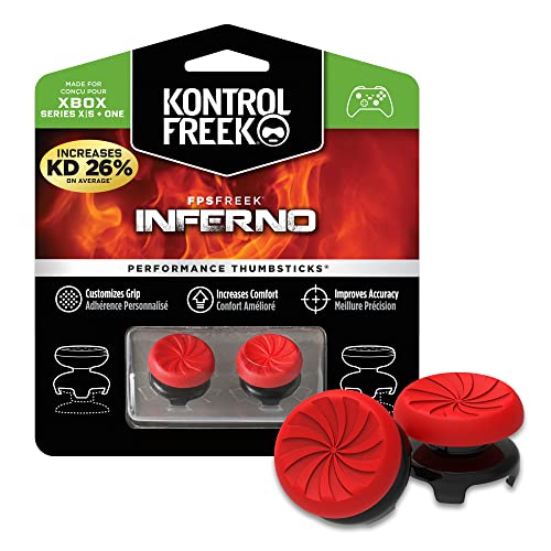 KontrolFreek FPS Freek Inferno para mando de XBOX One | Performance Thumbsticks | 2 de Gran Altura Cóncavos | Rojo