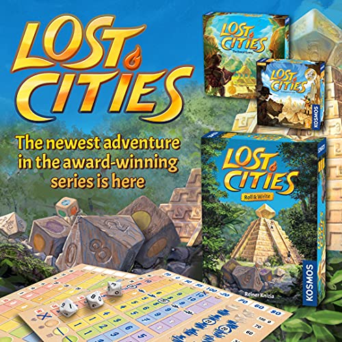 Kosmos 680589 Lost Cities Roll & Write, el Popular Juego de Aventura como Juego de Dados con Bloque y Seis Dados, para 2 a 5 Personas, Juego de Mesa para Adultos y niños a Partir de 8 años