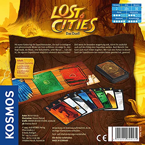 Kosmos 694135 Lost Cities - Das Duel Juego de Mesa emocionante, de Aventura, para 2 Personas a Partir de 10 años, Juego Familiar