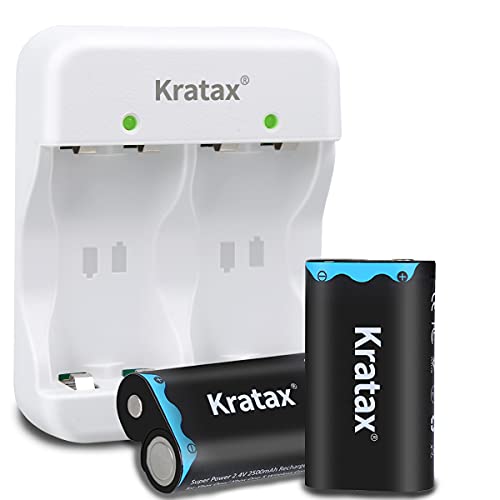 Kratax Paquete de Batería Xbox One 2pcx2500mAh con Cargador Rápido 3H para Xbox One / Xbox One S / Xbox One X / Xbox One Elite Controlador Inalámbrico - [Cargador Blanco o Negro Envío Aleatorio]