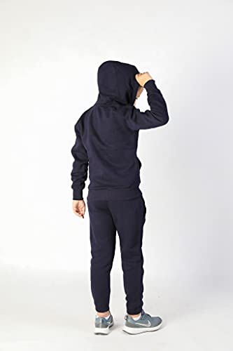 Kratos Attire Conjunto de chándal para niños y niñas, juego de deportes, con capucha y pantalones para correr, azul marino, 12-13 años