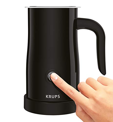 Krups XL1008 - Espumador de leche eléctrico, panel de control one-touch, tapa extraíble, base giratoria de 360 grados, negro