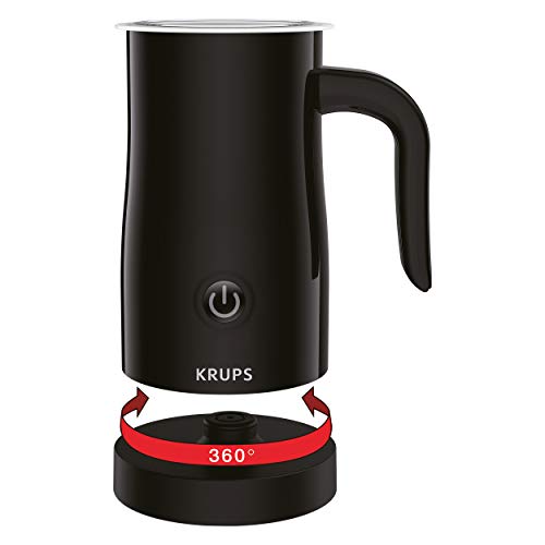 Krups XL1008 - Espumador de leche eléctrico, panel de control one-touch, tapa extraíble, base giratoria de 360 grados, negro