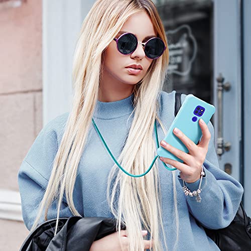 kwmobile Carcasa Colgante Compatible con Motorola Moto G9 Play/Moto E7 Plus - Funda con Cuerda de TPU Mate en Negro