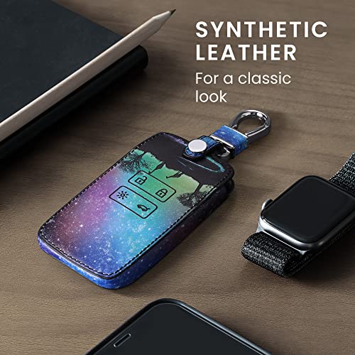 kwmobile Funda Compatible con Renault Llave de Coche Smart Key de 4 Botones (Solo Keyless Go) - Cubierta de Cuero sintético - Case para Mando y Control de Auto con Noche en la Sabana