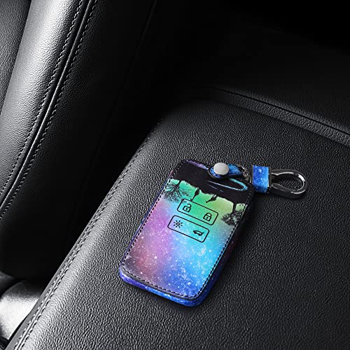 kwmobile Funda Compatible con Renault Llave de Coche Smart Key de 4 Botones (Solo Keyless Go) - Cubierta de Cuero sintético - Case para Mando y Control de Auto con Noche en la Sabana
