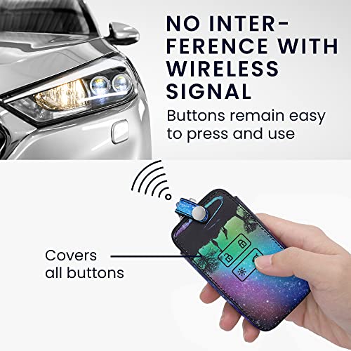 kwmobile Funda Compatible con Renault Llave de Coche Smart Key de 4 Botones (Solo Keyless Go) - Cubierta de Cuero sintético - Case para Mando y Control de Auto con Noche en la Sabana
