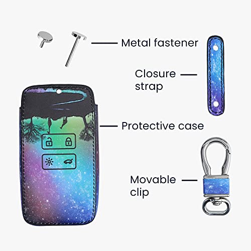 kwmobile Funda Compatible con Renault Llave de Coche Smart Key de 4 Botones (Solo Keyless Go) - Cubierta de Cuero sintético - Case para Mando y Control de Auto con Noche en la Sabana