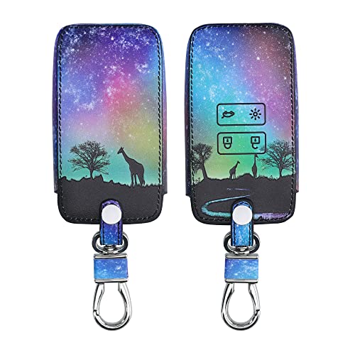kwmobile Funda Compatible con Renault Llave de Coche Smart Key de 4 Botones (Solo Keyless Go) - Cubierta de Cuero sintético - Case para Mando y Control de Auto con Noche en la Sabana