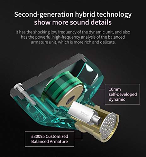 KZ ZSN Auriculares de Diadema híbridos 1DD 1BA Yinyoo con Armadura equilibrada + Auriculares dinámicos con Cable de 2 Pines