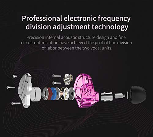 KZ ZSN Auriculares de Diadema híbridos 1DD 1BA Yinyoo con Armadura equilibrada + Auriculares dinámicos con Cable de 2 Pines
