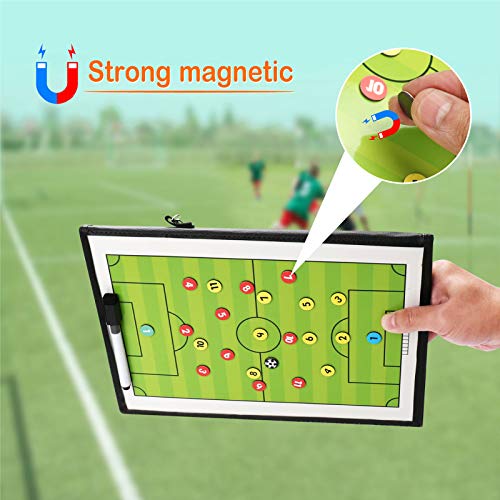 LaceDaisy Professional Abatible Pizarra Táctica de Fútbol Carpeta Táctica Magnéticas para Entrenador Entrenamiento de Fútbol con Imanes Lapiceros y Goma de Borrar