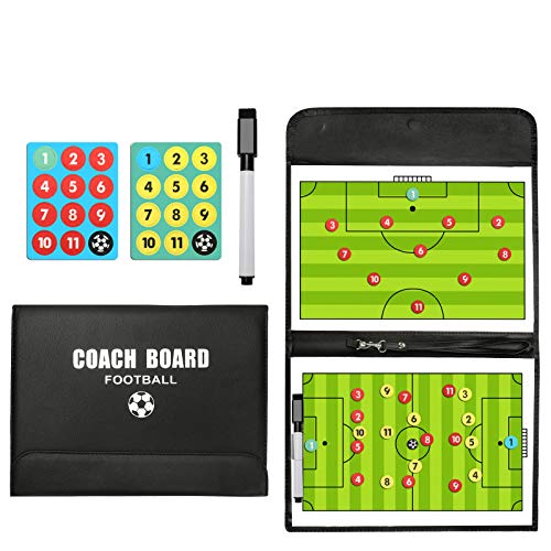 LaceDaisy Professional Abatible Pizarra Táctica de Fútbol Carpeta Táctica Magnéticas para Entrenador Entrenamiento de Fútbol con Imanes Lapiceros y Goma de Borrar