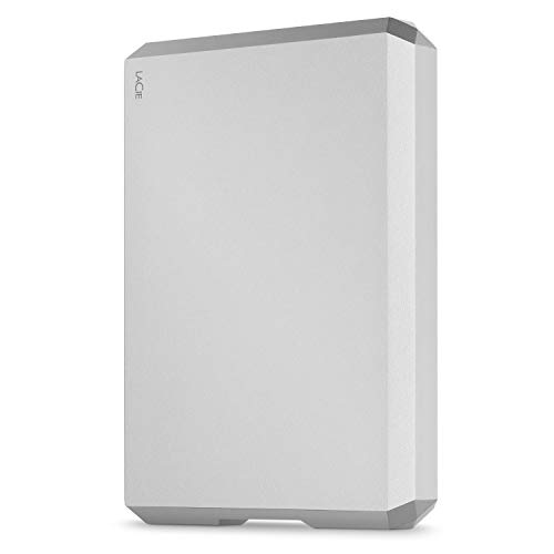 LaCie Mobile Drive, 4 TB, Disco duro externo HDD portátil, USB-C, USB 3.0, Thunderbolt 3, para Mac y PC, suscripción de 1 mes a Adobe CC, 2 años servicios Rescue, Moon Silver (STHG4000400)