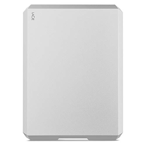 LaCie Mobile Drive, 4 TB, Disco duro externo HDD portátil, USB-C, USB 3.0, Thunderbolt 3, para Mac y PC, suscripción de 1 mes a Adobe CC, 2 años servicios Rescue, Moon Silver (STHG4000400)