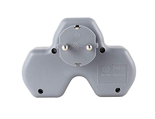 Ladrón De 2 Enchufes Europa -Adaptador Con 2 Tomas Múltiple Con Protección Para Niños(Blanco). (3 tomas)