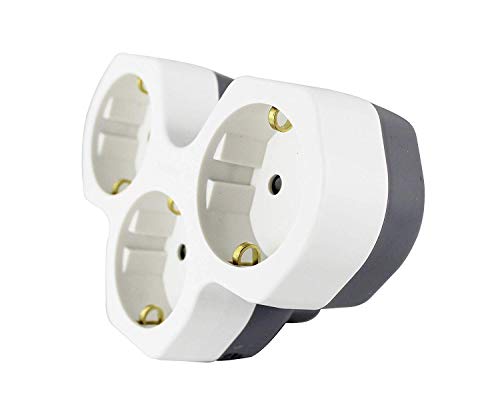 Ladrón De 2 Enchufes Europa -Adaptador Con 2 Tomas Múltiple Con Protección Para Niños(Blanco). (3 tomas)