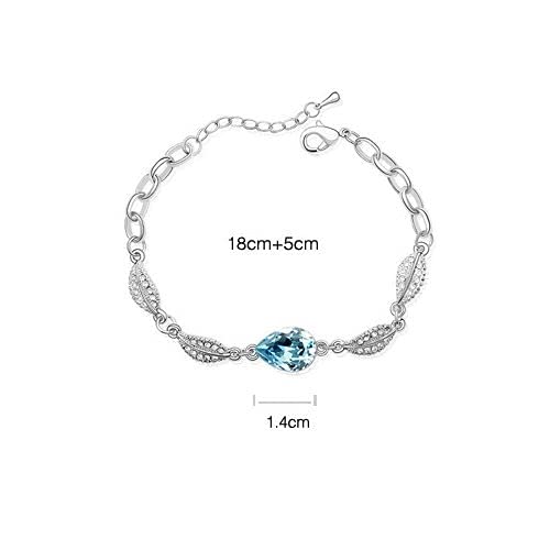 Lágrimas Crystals from Swarovski Azul Aguamarina simulada Juego de joyas Collar Pendientes Pulsera 18k Chapado en oro blanco