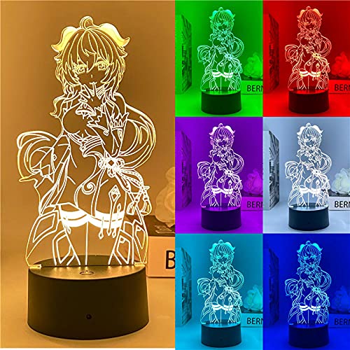 Lámpara de anime Genshin Impact, figura de Ganyu, luz nocturna 3D, LED, decoración de juego para decorar la atmósfera