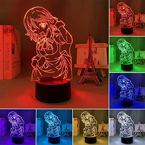 Lámpara de ilusión LED 3D Luz de noche Usb Anime Cartoon Manga Sword Art Online Shinozaki Rika Figura Dormitorio Decoración Habitación Escritorio Brithday Toy-Remote Control