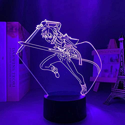 Lámpara de ilusión LED 3D Luz de noche Usb Anime Sword Art Online Kirito Home Room Decor Acrílico Cumpleaños