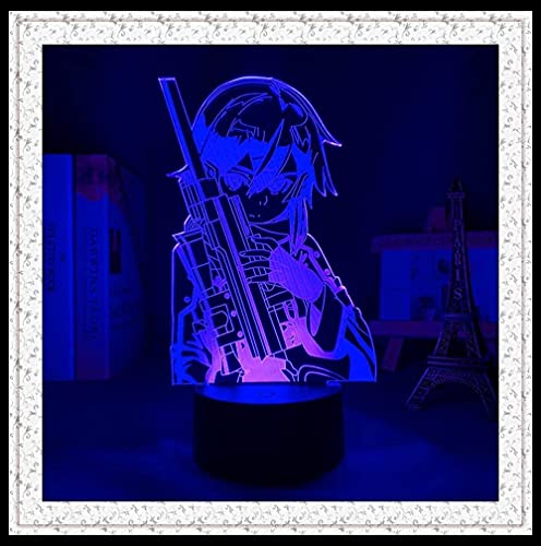Lámpara de ilusión LED 3D Luz de noche Usb Anime Sword Art Online Sinon Figura Signo japonés Decoración de dormitorio infantil