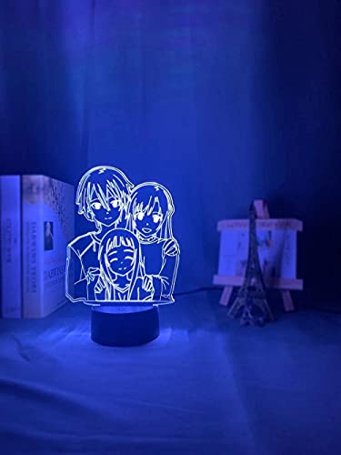 Lámpara de ilusión LED 3D luz nocturna Usb Anime Sword Art Online Kirigaya Kazuto Yuuki Asuna cartel japonés decoración de dormitorio infantil