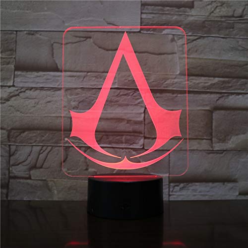 Lampara LED Assassins Creed Logo Cambia Color USB Luz Nocturna y decoración