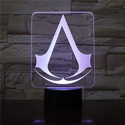 Lampara LED Assassins Creed Logo Cambia Color USB Luz Nocturna y decoración