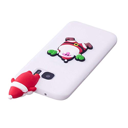 LAXIN Galaxy S7 edge Cover Black, Samsung Galaxy S7 edge 3D Ultra Slim Thin Soft Crystal TPU Silicone Flexible Back Bumper [Shock Absorption] Protection Case for Samsung Galaxy S7 edge - Santa Claus