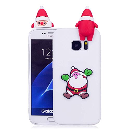 LAXIN Galaxy S7 edge Cover Black, Samsung Galaxy S7 edge 3D Ultra Slim Thin Soft Crystal TPU Silicone Flexible Back Bumper [Shock Absorption] Protection Case for Samsung Galaxy S7 edge - Santa Claus