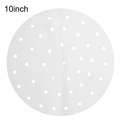 Lcuihong-Mat 50pcs Bamboo Basket Steamer Papel Cocina Bamboo Steamer Dim Sum Paper Steam Tapete Antiadherente Redondo, Resistente al Calor (Color: 10 Pulgadas)